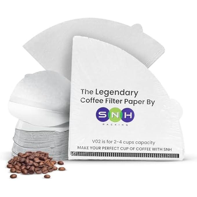 SNH 100 Pieces Cone Coffee Filter In White V60 Size Disposable Coffee Filter Papers These Filters Can Be Used At Home In The Office And For Travel Purposes 2 4 Cups Capacity - Image 1