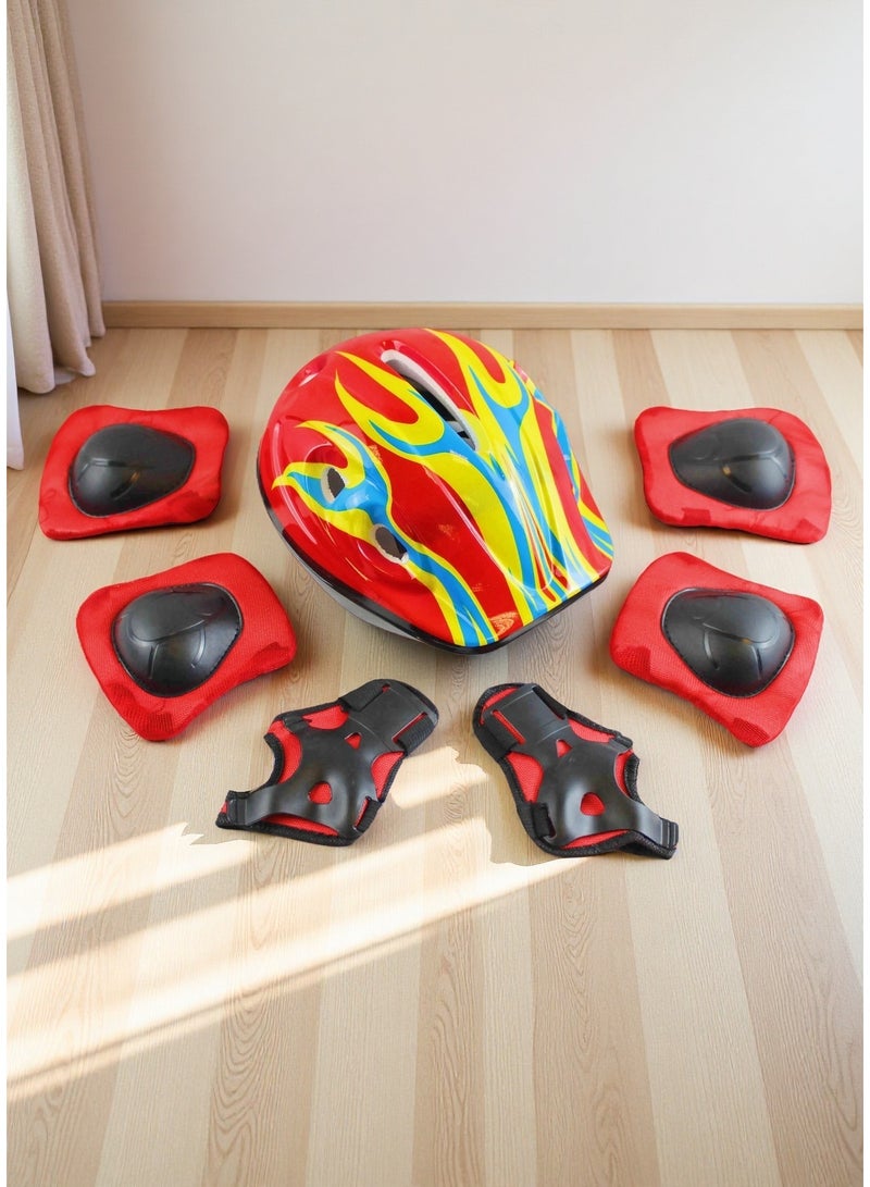 7-in-1 Kids’ Sport Protective Gear Set Helmet, Knee Pads, Elbow Pads & Wristbands Guards for Boys & Girls – Available in Pink, Red, Blue (3 Colors to Choose) - Image 5