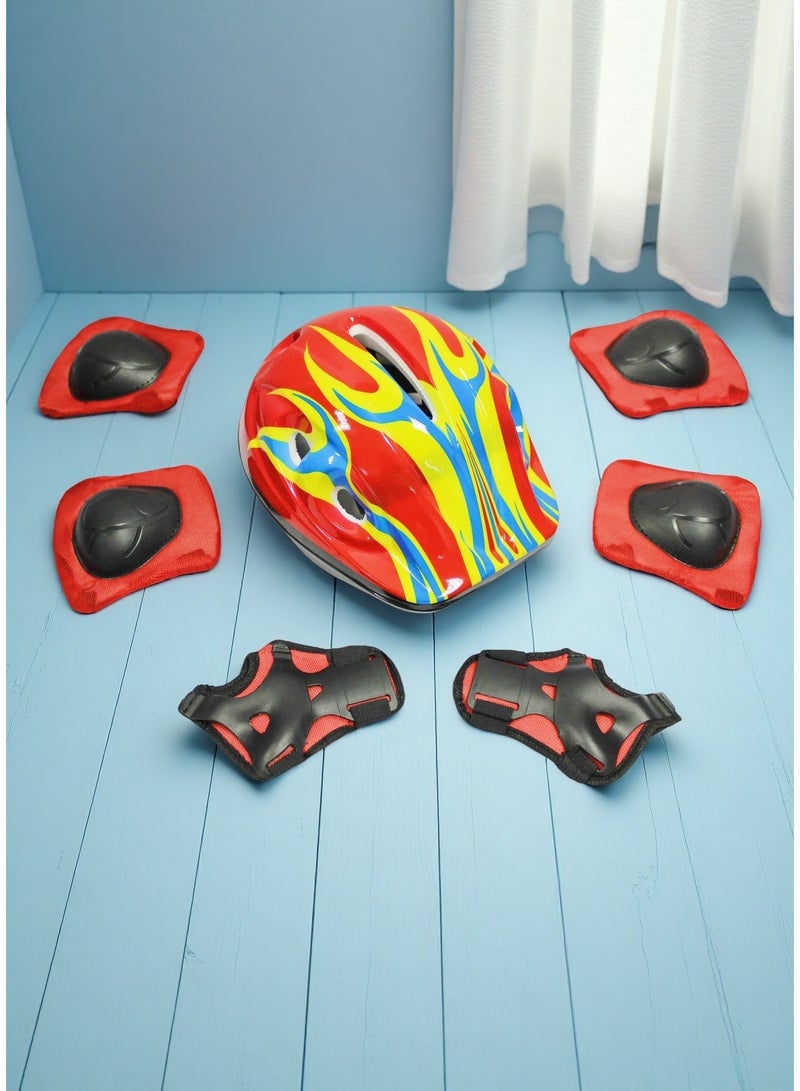 7-in-1 Kids’ Sport Protective Gear Set Helmet, Knee Pads, Elbow Pads & Wristbands Guards for Boys & Girls – Available in Pink, Red, Blue (3 Colors to Choose) - Image 1