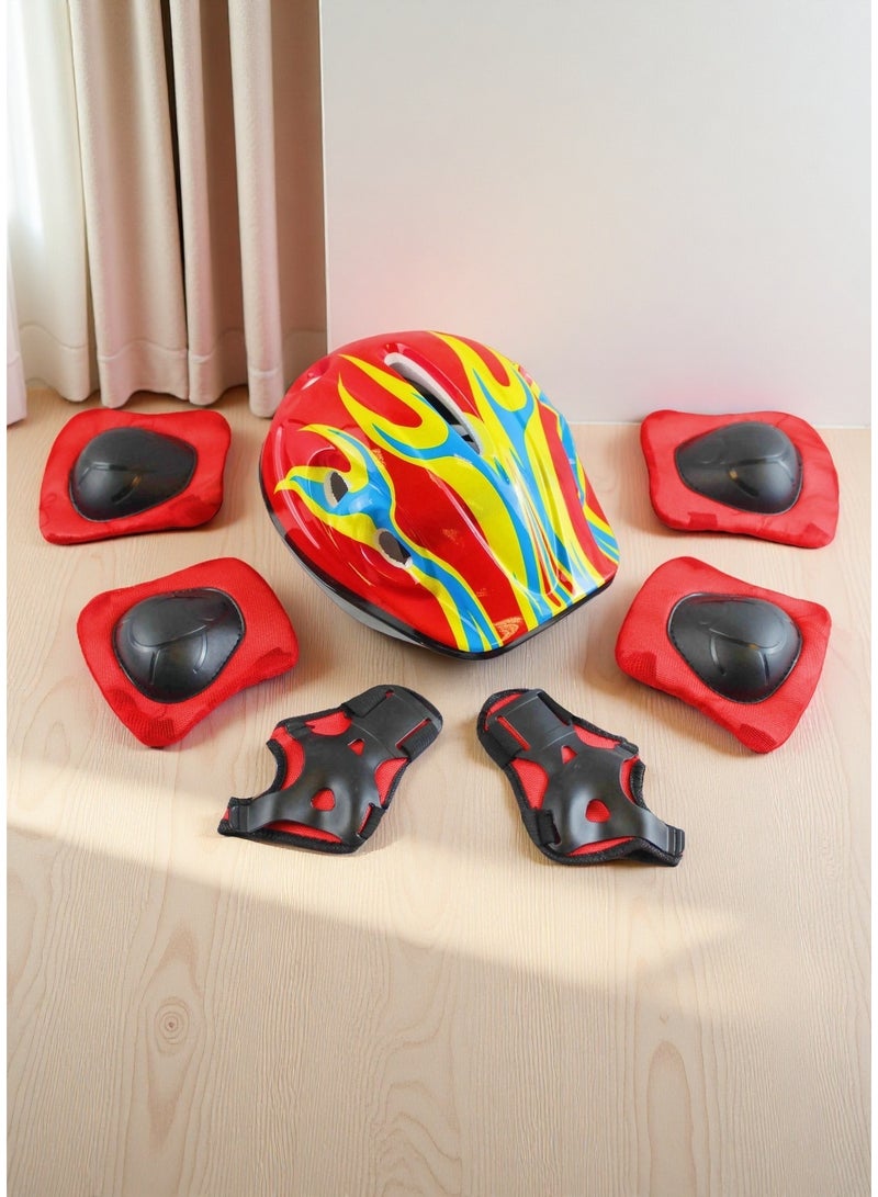 7-in-1 Kids’ Sport Protective Gear Set Helmet, Knee Pads, Elbow Pads & Wristbands Guards for Boys & Girls – Available in Pink, Red, Blue (3 Colors to Choose) - Image 4