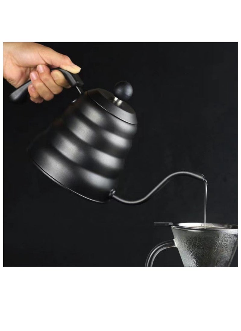 Generic - Hand Drip Gooseneck Tea Pot With Lid Black 1200ml - Image 1