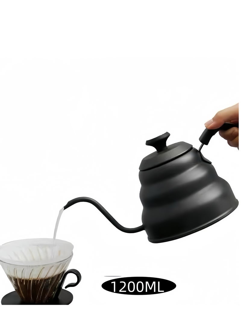 Generic - Hand Drip Gooseneck Tea Pot With Lid Black 1200ml - Image 1