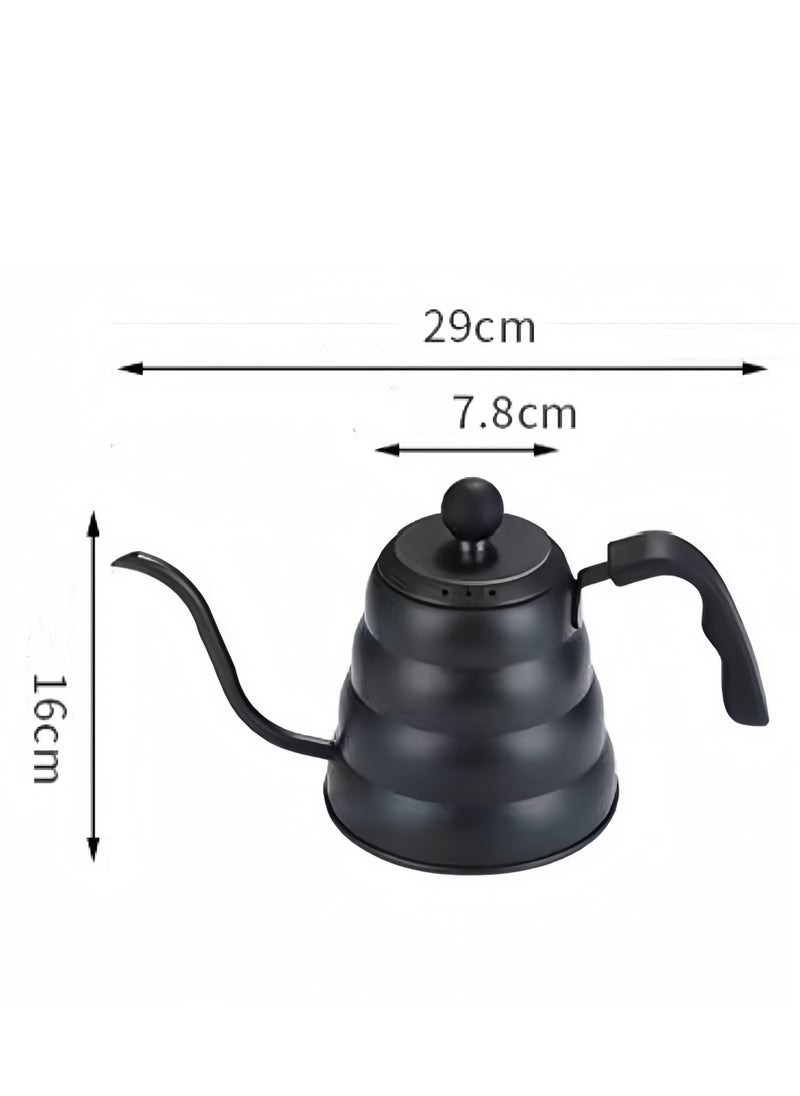 Generic - Hand Drip Gooseneck Tea Pot With Lid Black 1200ml - Image 1