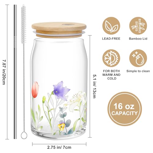 Zutcogo Mothers Day Mom Gifts from Daughter Son, Funny Birthday Gifts for Women Her Wife from Husband, Retirement Anniversary Mothers Day Presents for Mama Stepmom Mother In Law, Flower Glass Coffee Cup 16OZ - Image 5