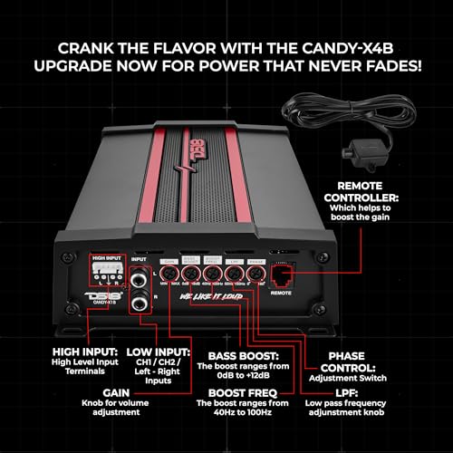 DS18 CANDY-X1B Car Amplifier - Class D, Monoblock, 1800 Watts Max, Digital, 1/2/4 Ohm, with Remote Subwoofer Level Controller - Compact Amplifier for Speakers in Car Audio System - Image 4