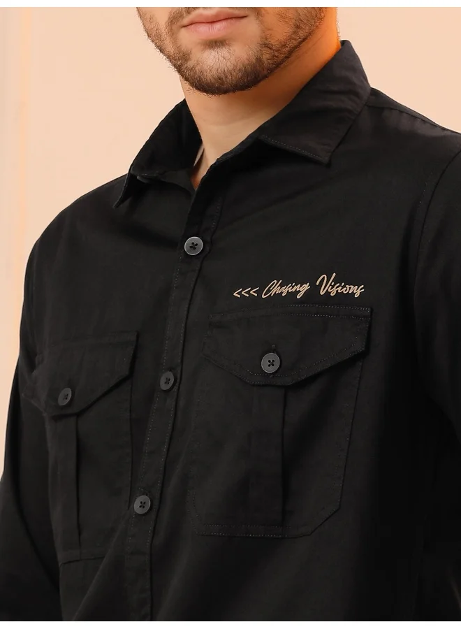 Beyoung Black Twill Urban Shirt for Men