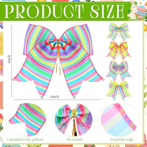 Daifunli 48 Pcs 6 Inch Easter Bows for Wreath Easter Bows Bulk for Gift Wrapping Holiday Basket Ornaments Party Decor - Image 3