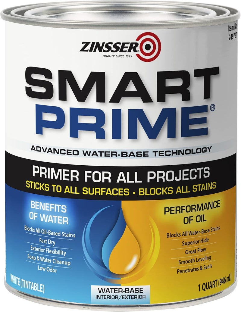 Zinsser زنسير سمارت برايم برايمر/سيلاير مائي داخلي/خارجي - 1 كوارت، أبيض - Image 1