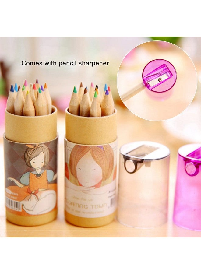 KRIZJUES Cute Pencil Sharpener Mini Drawing Colored Pencils With Sharpener Kawaii Manual Pencil Cutter Handheld Cartoon Coloring Pencil Accessory School Supplies For Kid Artists Writing Sketching(7 Pcs) - Image 4