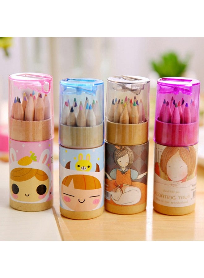 KRIZJUES Cute Pencil Sharpener Mini Drawing Colored Pencils With Sharpener Kawaii Manual Pencil Cutter Handheld Cartoon Coloring Pencil Accessory School Supplies For Kid Artists Writing Sketching(7 Pcs) - Image 3