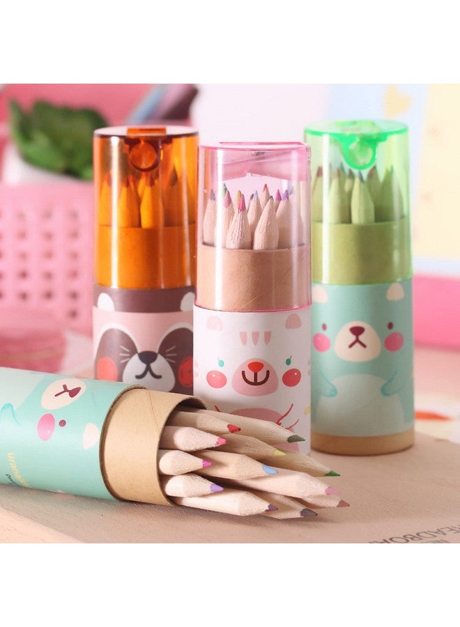 KRIZJUES Cute Pencil Sharpener Mini Drawing Colored Pencils With Sharpener Kawaii Manual Pencil Cutter Handheld Cartoon Coloring Pencil Accessory School Supplies For Kid Artists Writing Sketching(7 Pcs) - Image 2