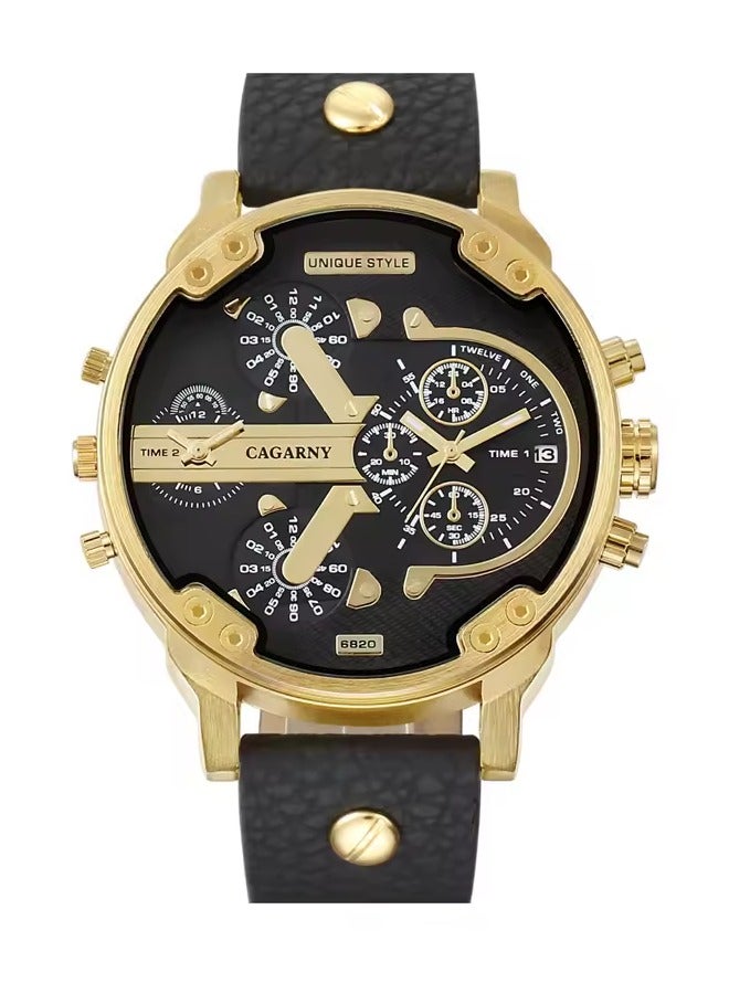 كاجارني ساعة يد بعقارب وسوار من الجلد مقاومة للماء طراز 6820 للرجال - Image 1
