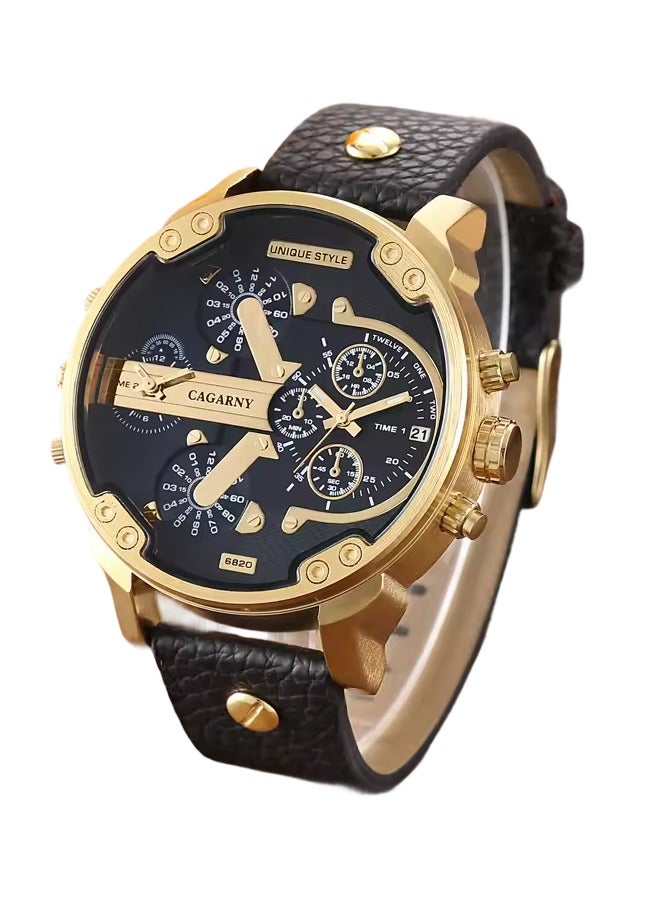 كاجارني ساعة يد بعقارب وسوار من الجلد مقاومة للماء طراز 6820 للرجال - Image 2