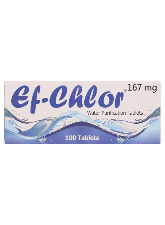 اي اف أقراص تنقية المياه Ef-Chlor بتركيز 167 ملغ - عبوة من 100 قرص NaDCC - فعال بسرعة ضد البكتيريا والفيروسات والجراثيم - ينقي 20 لترًا من مياه الشرب لكل قرص - Image 4