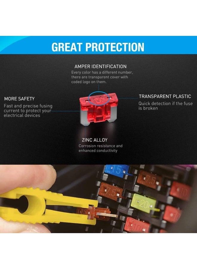 120Pcs Automotive Fuse Kit, Standard, Mini and Thin Mini Insert Fuses, 2A, 5A, 10A, 15A, 20A, 25A, 30A, 35A Replacement Fuses for Auto Car Boat Truck Suv Automotive Auto Accessories - Image 4
