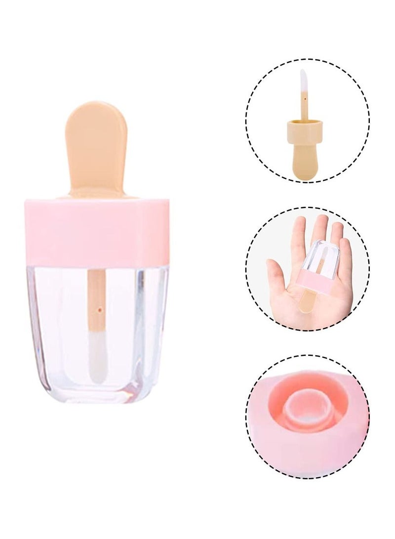 KASTWAVE زجاجات ملمع شفاه فارغة على شكل آيس كريم، عينة تجميلية صغيرة 8 مل مع أغطية مطاطية، عبوات بلسم شفاه قابلة لإعادة التعبئة، مجموعة أنابيب أحمر الشفاه (أخضر، وردي، أزرق، 12 قطعة) - Image 2