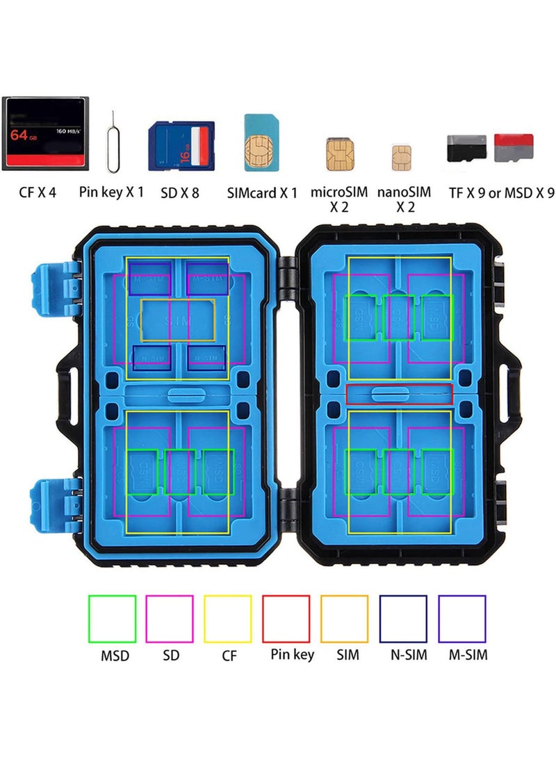 GGOOT 27 Slots Memory Card Case, Memory Card Wallet for 4 Compact Flash Card, 8 Storage Card, 9 Small Memory Card, 1 Card PIN, 1 Standard SIM, 2 Micro SIM and 2 Nano SIM  - Image 2