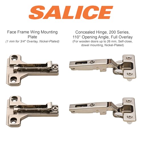 SALICE 2 Salice European Face Frame Hinges #C2P6A with Face Frame Clip On Adapter Plates - Image 2