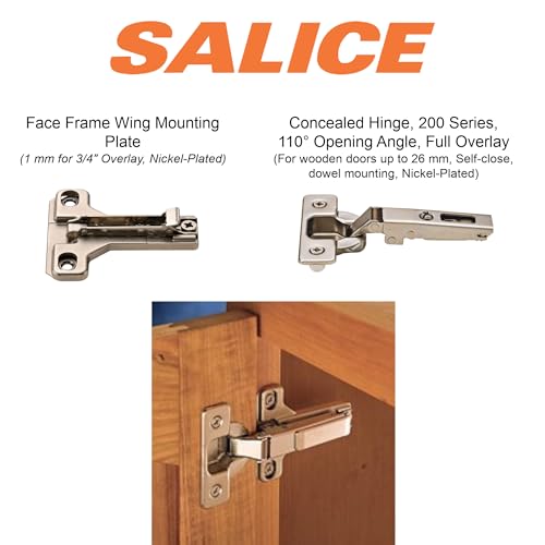 SALICE 2 Salice European Face Frame Hinges #C2P6A with Face Frame Clip On Adapter Plates - Image 3