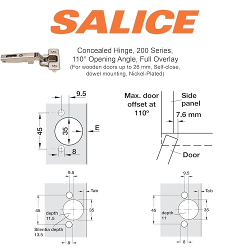 SALICE 2 Salice European Face Frame Hinges #C2P6A with Face Frame Clip On Adapter Plates - Image 5
