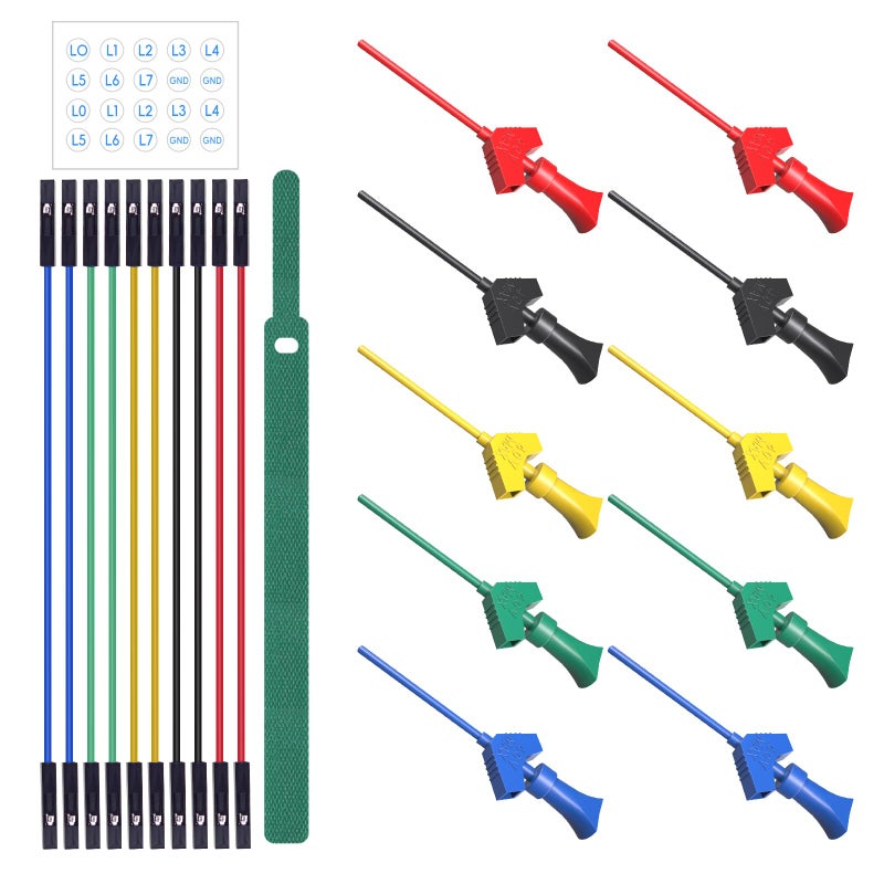 Goupchn 10PCS SMD IC Test Hook Clips with Silicone Jumper Wires Test Leads Kit for Logic Analyzer 5 Colors - Image 1