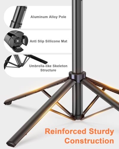 Yeaki 71” Auto Face Tracking Tripod for iPhone with Light,360° Rotating Phone Stand with Rechargeable Remote Control for TikTok Vlog Video Recording, Phone Tripod for Android Camera/GoPro/Ring Light - Image 5