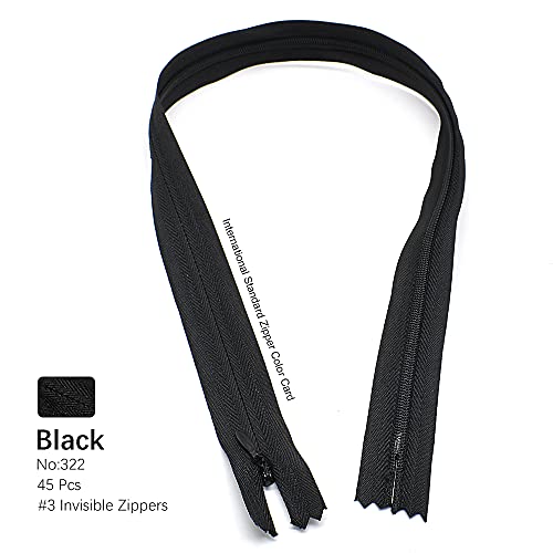 Renashed Nylon #3 Invisible Zippers 45pcs 21.5 Inch for Tailor Sewer Sewing Craft Crafter's Special Black - Image 3