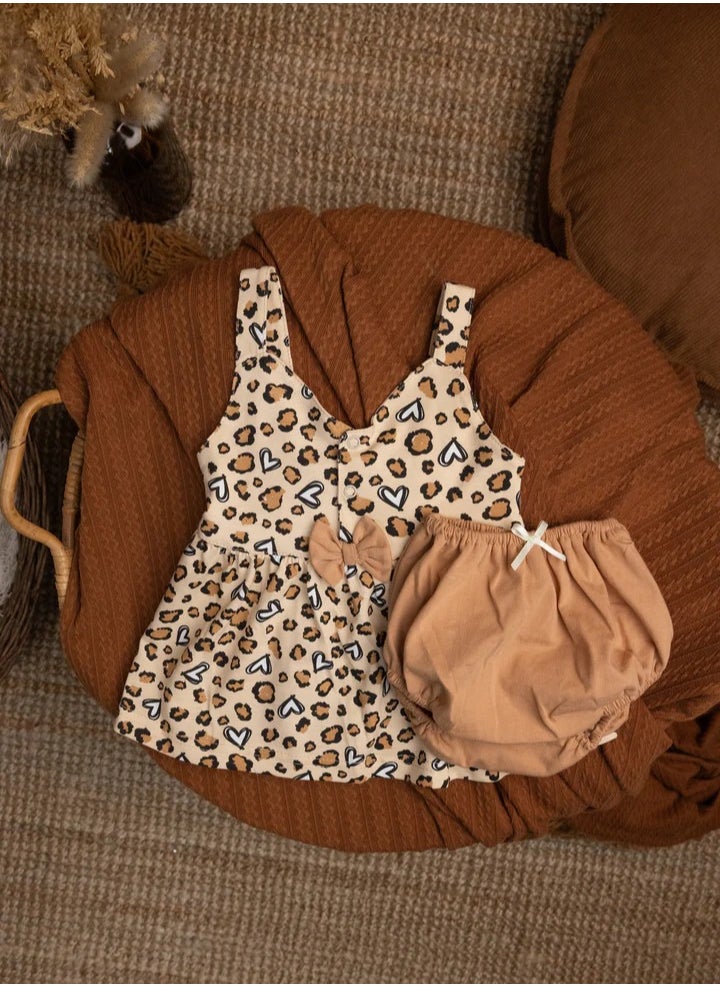 Generic baby-girl cotton dress leopard print 