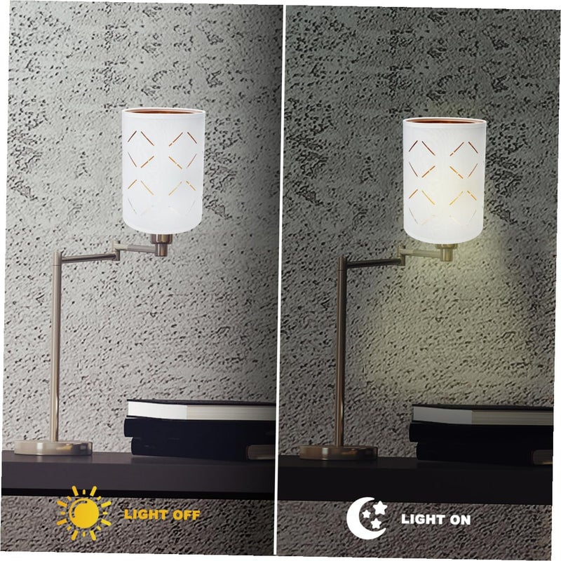 Gold Interior White Exterior Fabric Lampshade Hollow Out Table Wall Lamp Cover Warm Ambient Light - Image 5