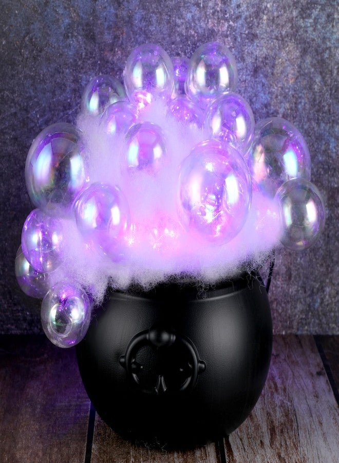 Liliful Light up Bubble Cauldron DIY Set, 7.68" Black Plastic Witches Cauldron with Handle 24 Pcs Clear Plastic Balls and String Light Halloween Cauldron Candy Bowl for Halloween Decorations (Purple) - Image 1