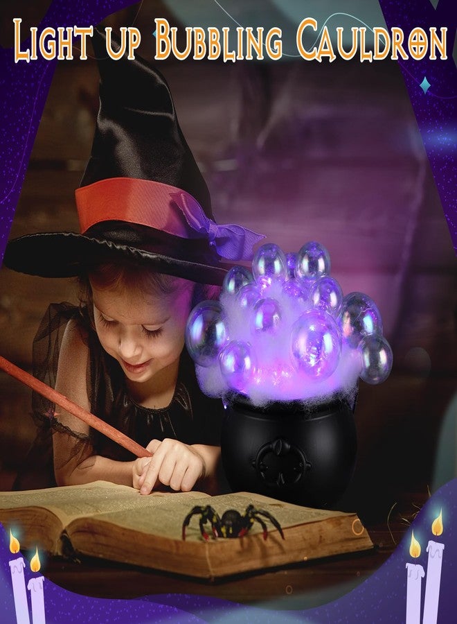 Liliful Light up Bubble Cauldron DIY Set, 7.68" Black Plastic Witches Cauldron with Handle 24 Pcs Clear Plastic Balls and String Light Halloween Cauldron Candy Bowl for Halloween Decorations (Purple) - Image 5