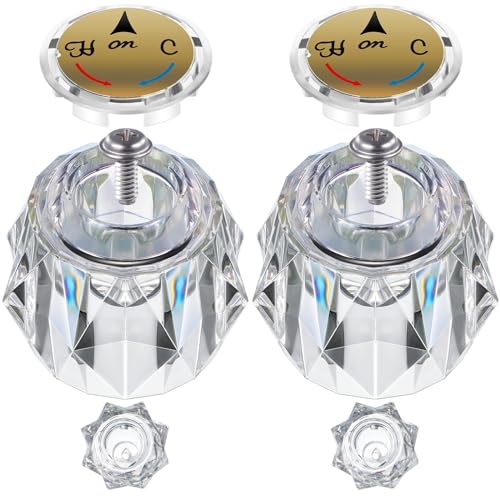 Dreyoo 2 Pack Faucet Handle Compatible with Delta Faucet RP2391 Single Clear Knob Handle Kit with Offset Hole for ShowerTub 212 x 218 Faucet Knob Replacement Clear Acrylic Finish - Image 1