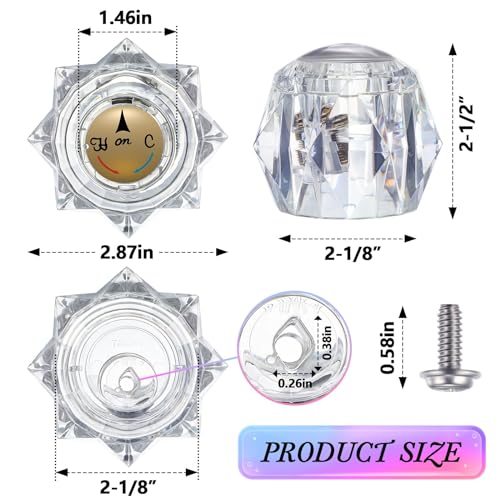 Dreyoo 2 Pack Faucet Handle Compatible with Delta Faucet RP2391 Single Clear Knob Handle Kit with Offset Hole for ShowerTub 212 x 218 Faucet Knob Replacement Clear Acrylic Finish - Image 3
