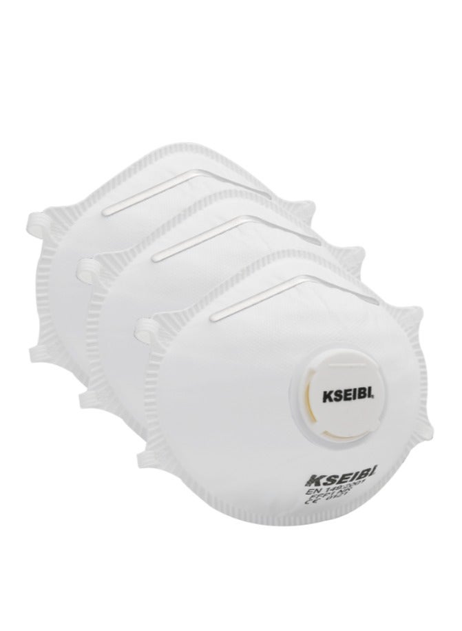 KSEIBI Particulate Respirators with Valve Set 3-Pc. / Ffp1, Lightweight, Adjustable Nose Clip, Ideal for Respiratory Safety, For Dust and Spores Protection, Sanding and Grinding Work, Sawing and Cutting.