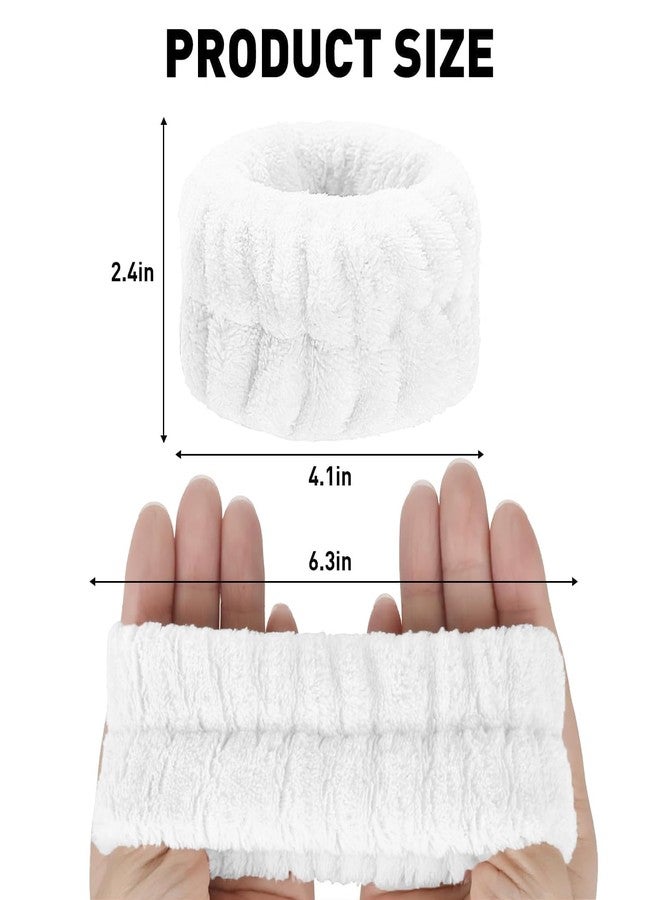 MOLOPPO 2 Pcs Soft Microfiber Wrist Bands for Washing Face, Absorbent Towel Scrunchies, Towel Bands，Prevent Liquid Spills, Reusable Face Washing Accessories for Women(White) - Image 3