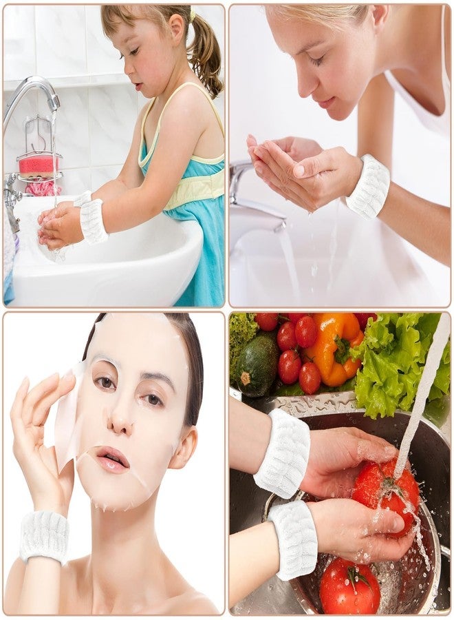 MOLOPPO 2 Pcs Soft Microfiber Wrist Bands for Washing Face, Absorbent Towel Scrunchies, Towel Bands，Prevent Liquid Spills, Reusable Face Washing Accessories for Women(White) - Image 5