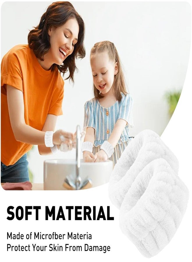 MOLOPPO 2 Pcs Soft Microfiber Wrist Bands for Washing Face, Absorbent Towel Scrunchies, Towel Bands，Prevent Liquid Spills, Reusable Face Washing Accessories for Women(White) - Image 4