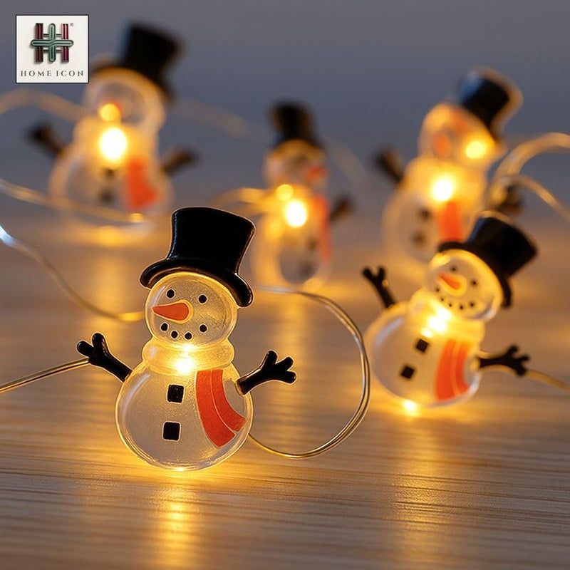 HOME ICON Snowman String Lights – 2 Meters, 20 LED Copper Wire Lights for Christmas Decorations - Image 3