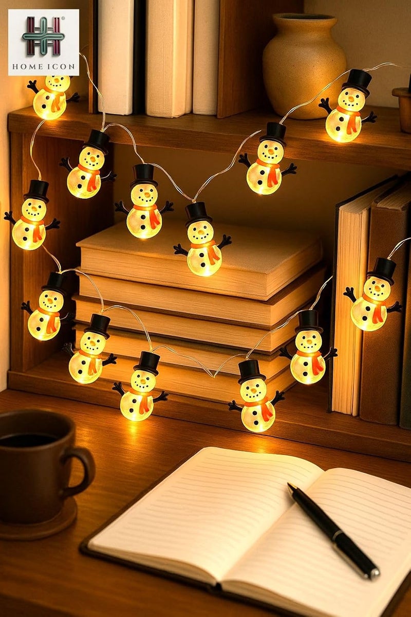 HOME ICON Snowman String Lights – 2 Meters, 20 LED Copper Wire Lights for Christmas Decorations - Image 4