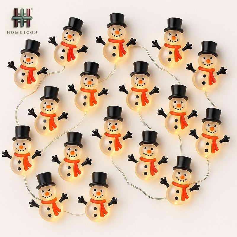 HOME ICON Snowman String Lights – 2 Meters, 20 LED Copper Wire Lights for Christmas Decorations - Image 1