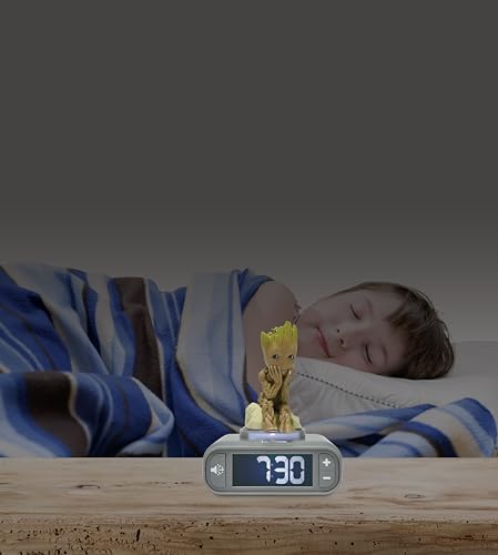 LEXiBOOK Marvel Guardians of The Galaxy Groot Nightlight Alarm Clock Sounds and Melodies Backlit LCD Screen Illuminated Snooze GreyBrown RL800GG - Image 3