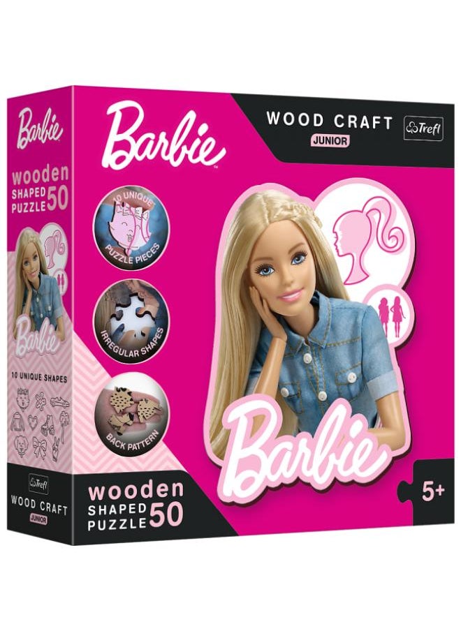 Trefl Trefl Puzzles - "50 Wood Craft Junior" - Beautiful Barbie / Mattel, Barbie FSC Mix 70% 