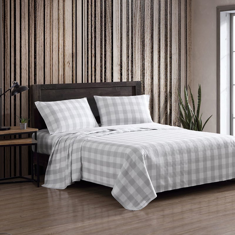 Eddie Bauer - Full Sheets, Cotton Flannel Bedding Set, Brushed For Extra Softness, Cozy Home Decor (Lakehouse Plaid, Full) - Image 1