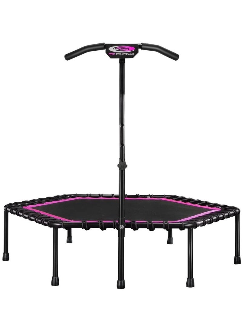 LEEFITNESS 48" Foldable Hexagon Fitness Trampoline with Adjustable Foam Armrests, Pink - Image 2