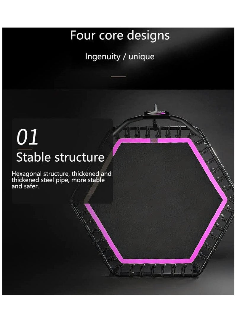 LEEFITNESS 48" Foldable Hexagon Fitness Trampoline with Adjustable Foam Armrests, Pink - Image 5