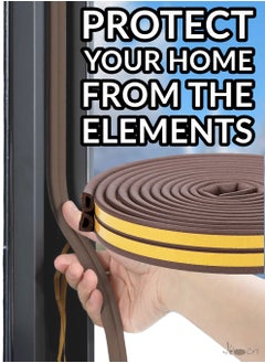 IKBEN IKBEN Self-Adhesive Foam Door Window Seal Strip – 10M Weatherproof, Soundproof, Dustproof Insulation – Energy-Saving Gap Filler for Doors and Windows (Yellow & Brown) D type  - Image 2