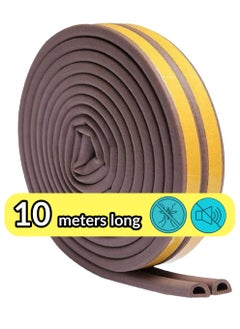 IKBEN IKBEN Self-Adhesive Foam Door Window Seal Strip – 10M Weatherproof, Soundproof, Dustproof Insulation – Energy-Saving Gap Filler for Doors and Windows (Yellow & Brown) D type  - Image 1