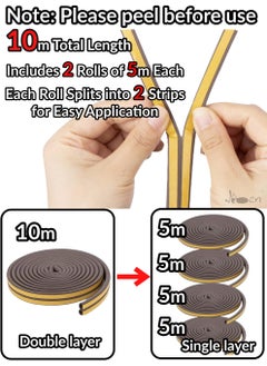 IKBEN IKBEN Self-Adhesive Foam Door Window Seal Strip – 10M Weatherproof, Soundproof, Dustproof Insulation – Energy-Saving Gap Filler for Doors and Windows (Yellow & Brown) D type  - Image 5