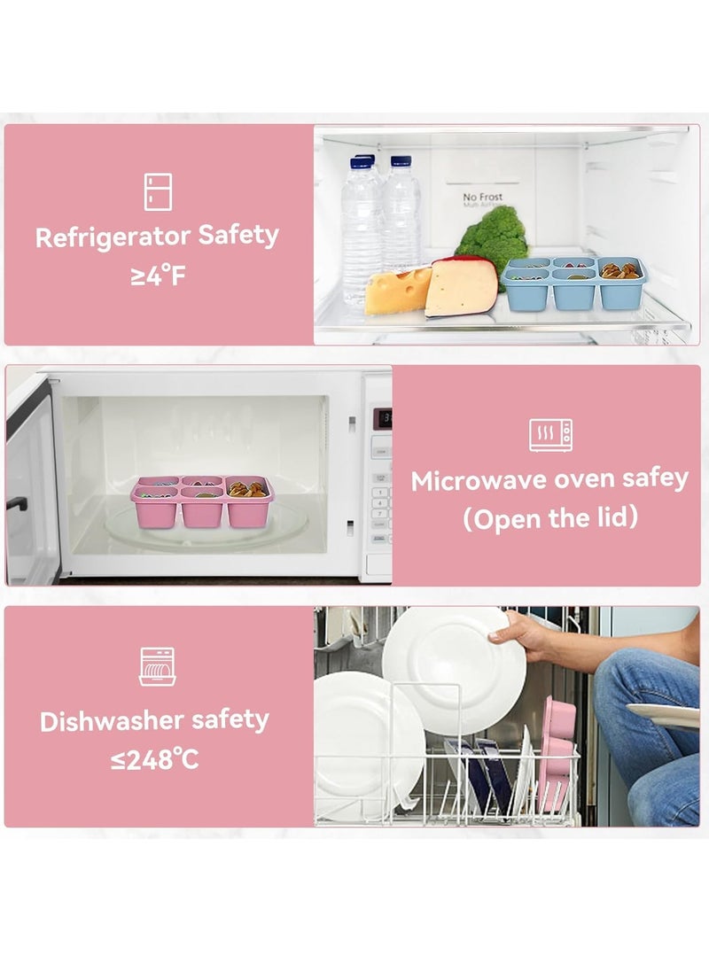 SYOSI - 4 Pcs Bento Box, 5 Compartment Bento Box with Transparent Lid for Food Storage and Snack Contain, Reusable Bento Lunch Box for School, Work, Travel, and On-the-Go Meals - Image 1