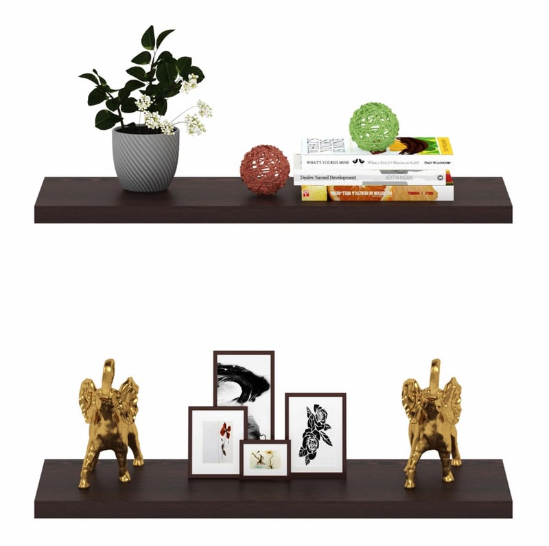 Captiver MDF Wood Wall Mount Decorative Shelf Stand 2 (Tier 2,10X30 CM, Wenge) Office Living Room Kitchen Décor Shelves Multipurpose Storage Organizer - Image 2